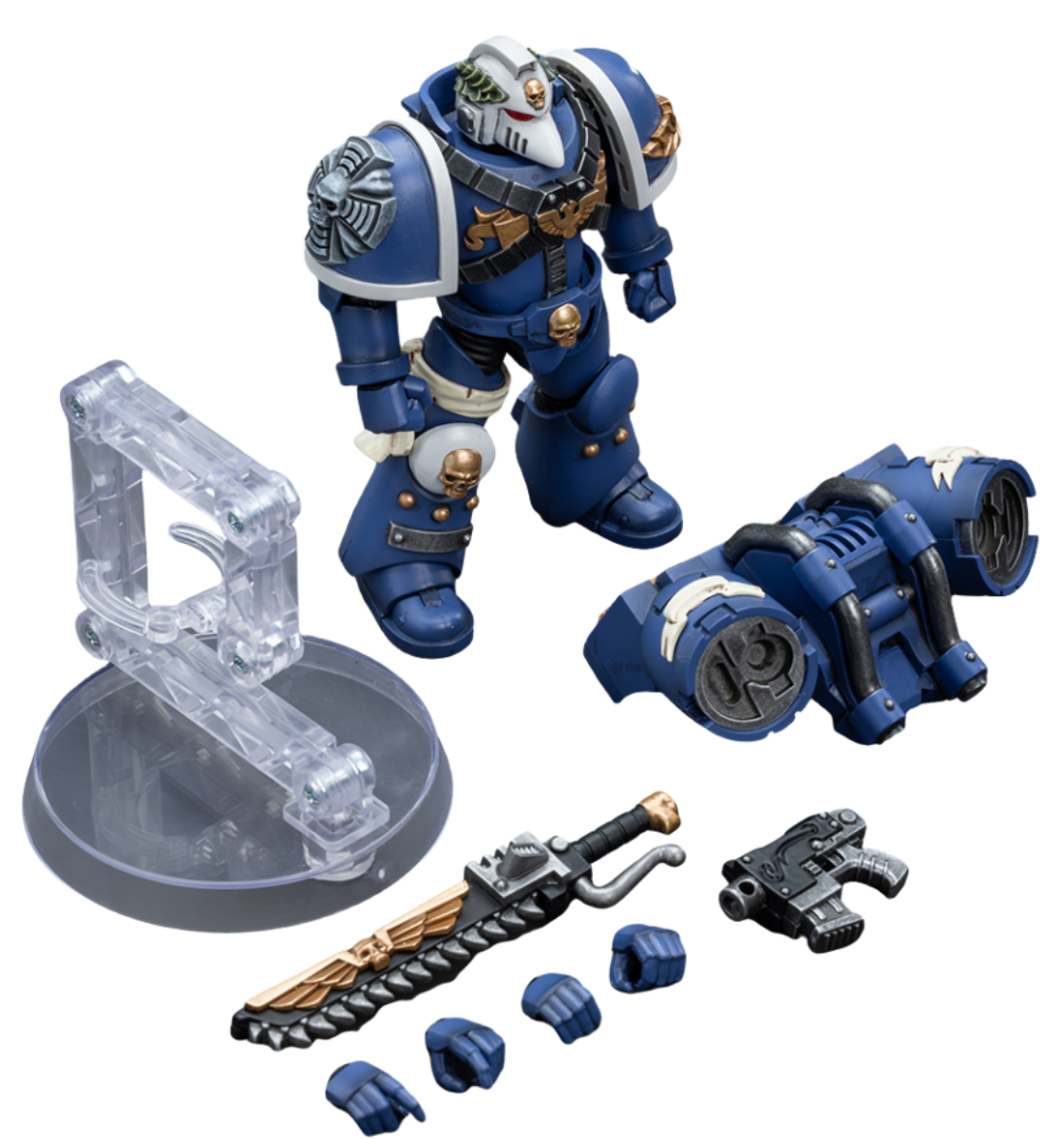 HiPlay JoyToy Warhammer 40K Collectible Figure: Ultramarines Vanguard Veteran with Chainsword and Bolt Pistol 1:18 Scale Action Figures (Chainsword and Bolt Pistol JT8025)