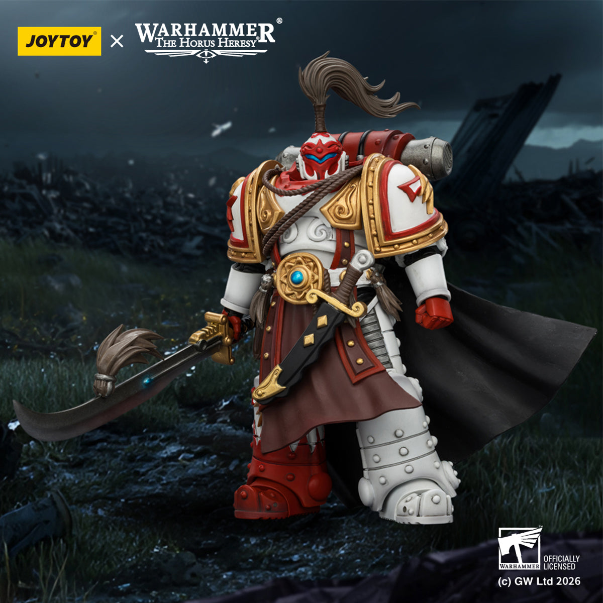 JOYTOY Warhammer 40,000 White Scars Contemptor Dreadnought & Hibou Khan Seeker of Atonement & Qin Xa - Master of the Keshig 1/18 Scale Action Figure