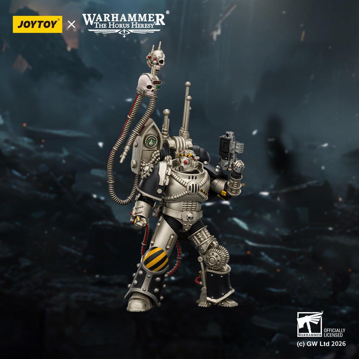 JOYTOY Warhammer The Horus Heresy Iron Warriors Warsmithwith Graviton Crusher Hammer & Legion Praevian with Bolt Pistol 1/18 Scale Action Figure