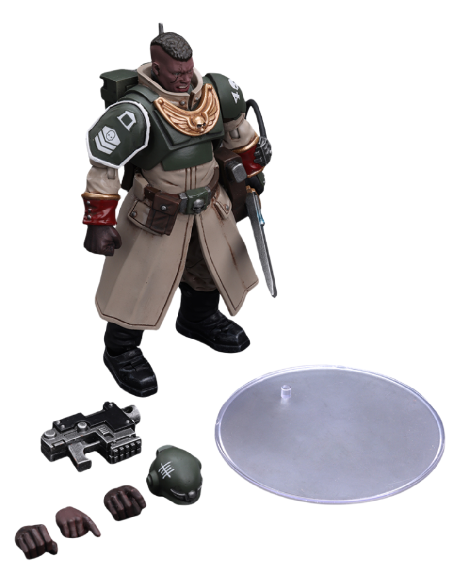 HiPlay JoyToy Warhammer 40K Collectible Figure: Astra Militarum Cadian Command Squad Commander with Power Sword 1:18 Scale Action Figures JT7905