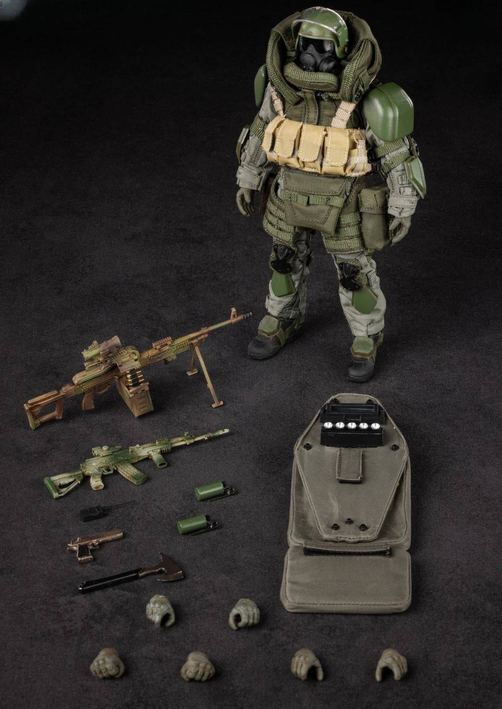 (Only Shipped to the US) HASUKI Collectible Figure Full Set: Shield Soldier, Video Game, Military Style, Seamless Design, 1:12 Scale Miniature Action Figurine SA02