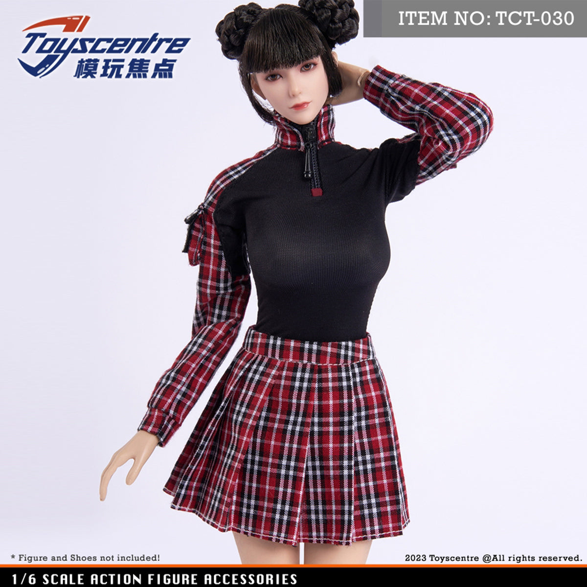 Toyscentre, Female Plaid Tops JK Skirt, Doll Clothes Accessory for 12-inches Action Figurine