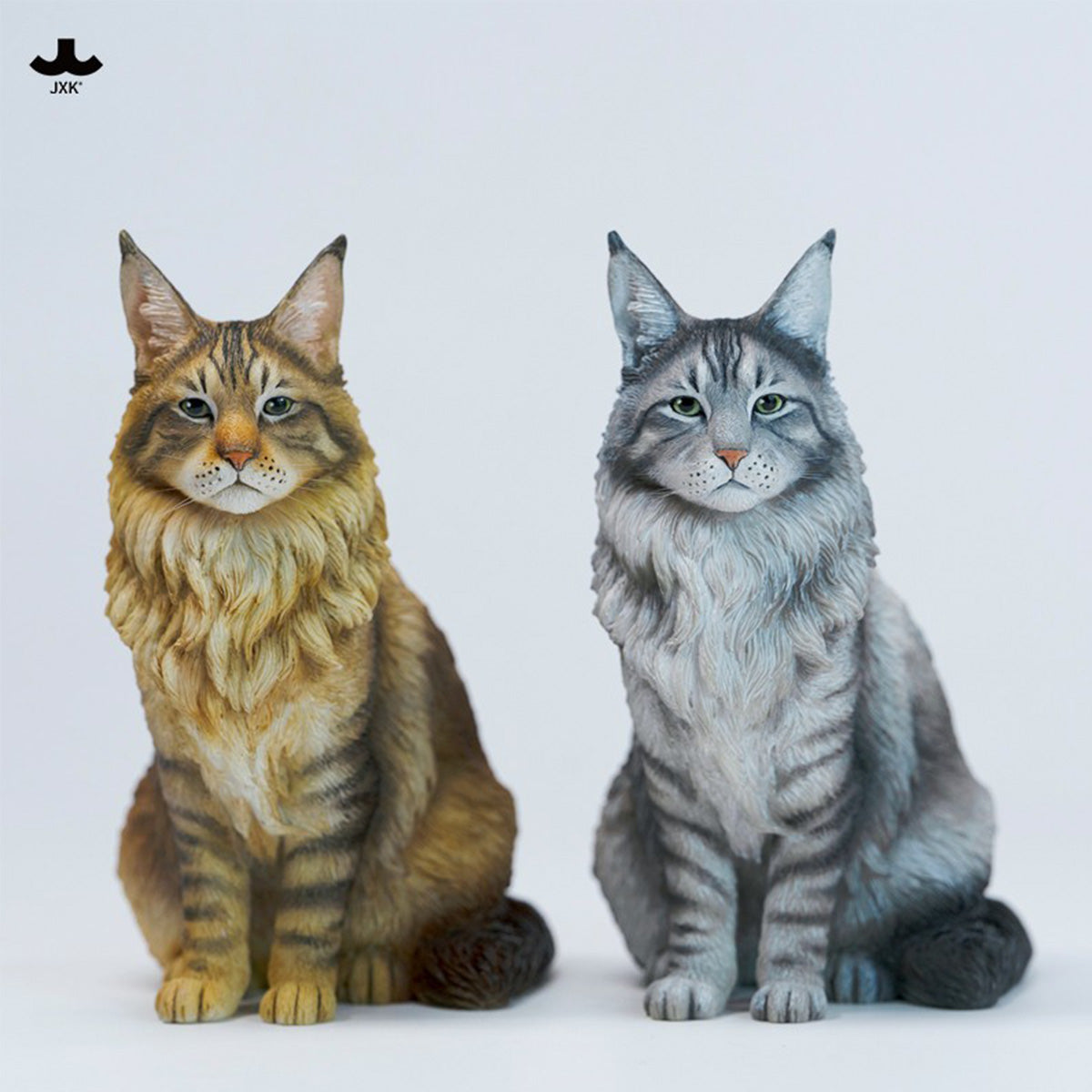 JXK Sitting upright Maine Coon cat (JXK364) 1/6 Scale Realistic Resin Statue Animal Figurine