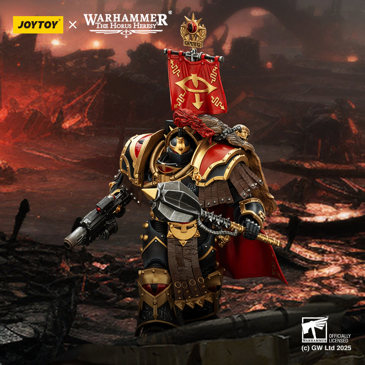 JOYTOY Imperial Fists Legion Apothecary/Sons of Horus Legion Apothecary & Legion Champion & Cataphractii Praetor with Combi-Melta and Power Maul 1/18 Scale Action Figure