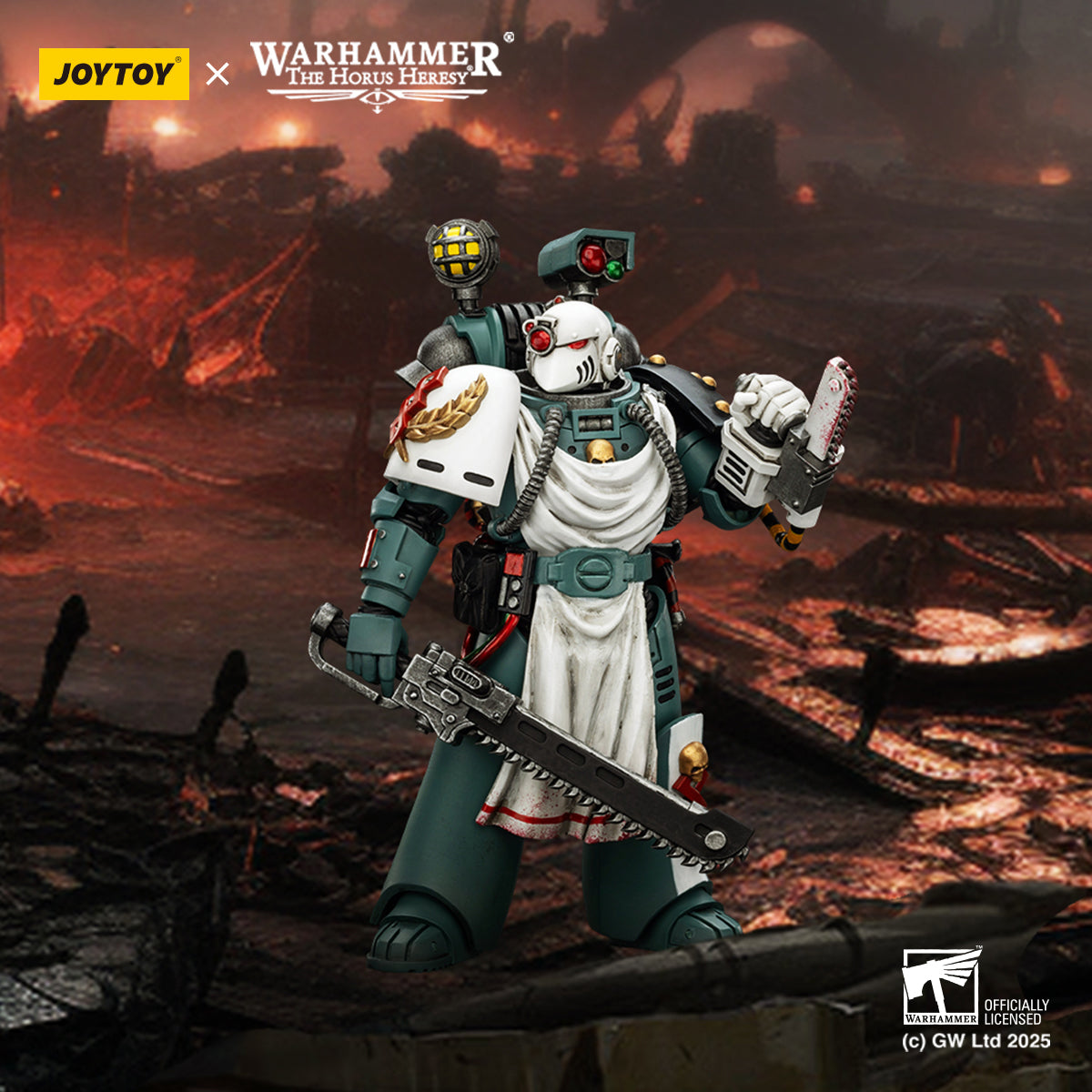 JOYTOY Imperial Fists Legion Apothecary/Sons of Horus Legion Apothecary & Legion Champion & Cataphractii Praetor with Combi-Melta and Power Maul 1/18 Scale Action Figure