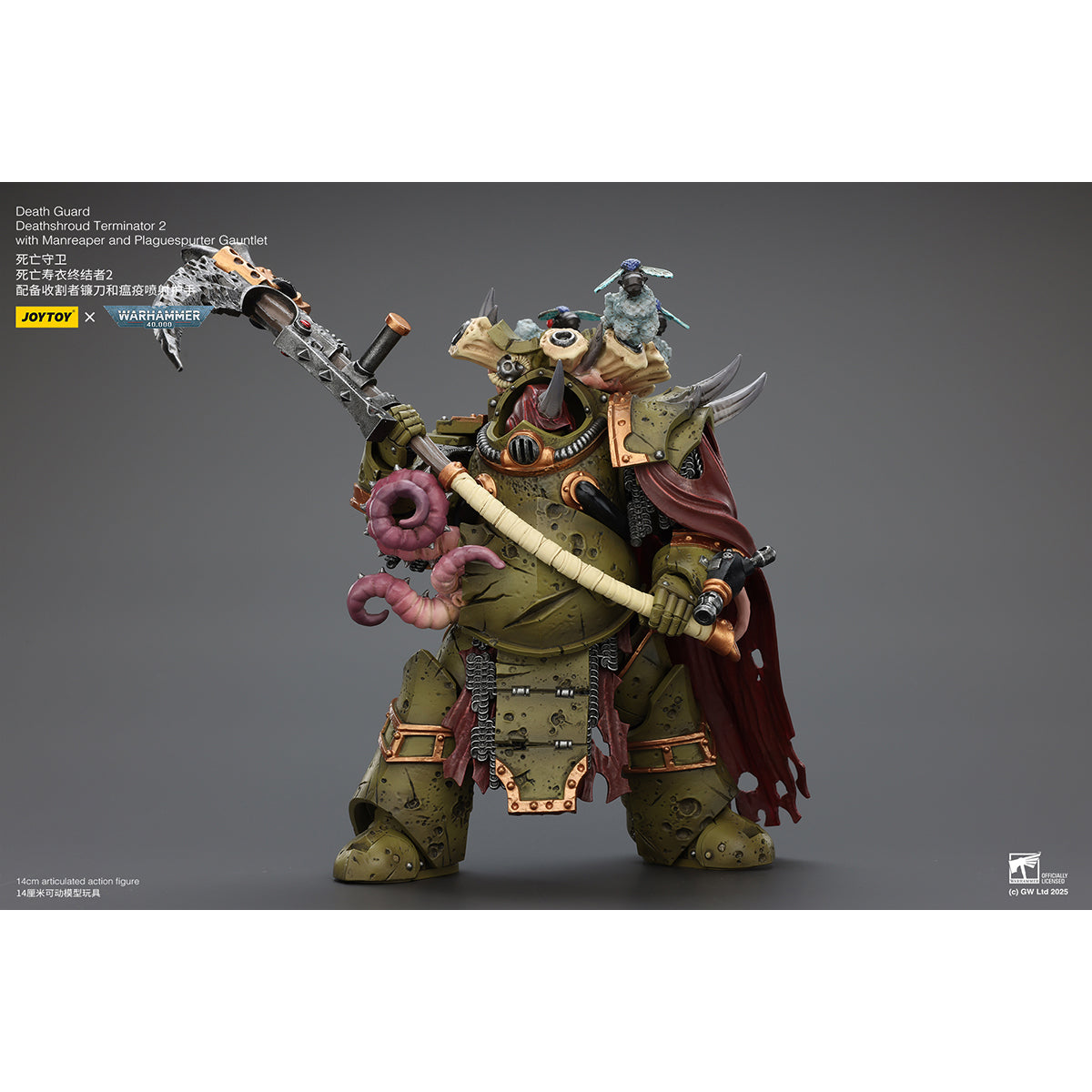 JOYTOY Death Guard Deathshroud Terminator with Manreaper and Plaguespurter Gauntlet & Champion with Manreaper and Plaguespurter Gauntlets 1/18 Scale Warhammer Action Figure