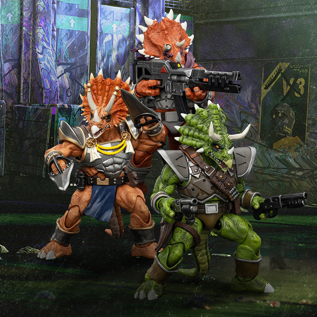 JOYTOY TMNT Casey Jones & Triceraton Infantryman & Adjutant Zork & Captain Zorax Action Figures
