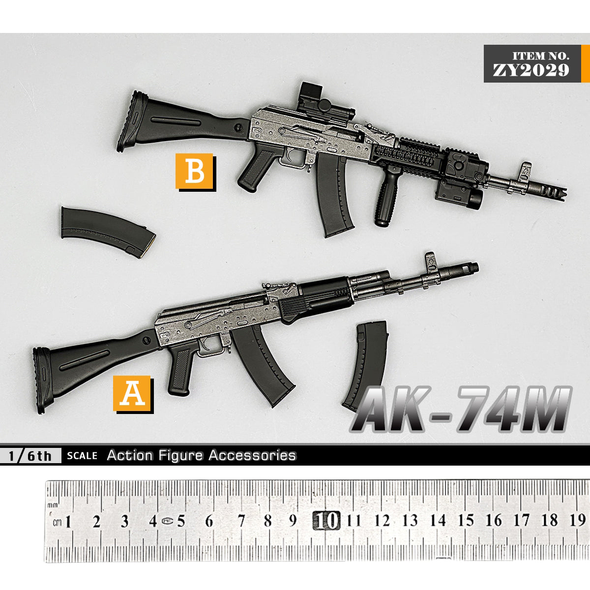 ZYTOYS, AK74M Russian Assault Rifle, Doll Accessory for 12-inches Action Figurine