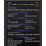 Killerbody KB20104 Iron Man Arc Reactor wireless charger — Product information and charging specifications panel