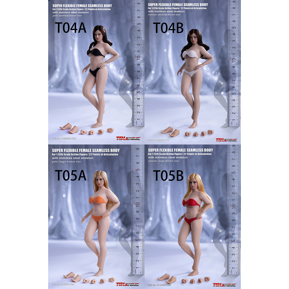 TBLeague, Seamless Steel Skeleton Female Buxom Large/Medium Bust Body Type with Head Sculpt, Action Figures Body