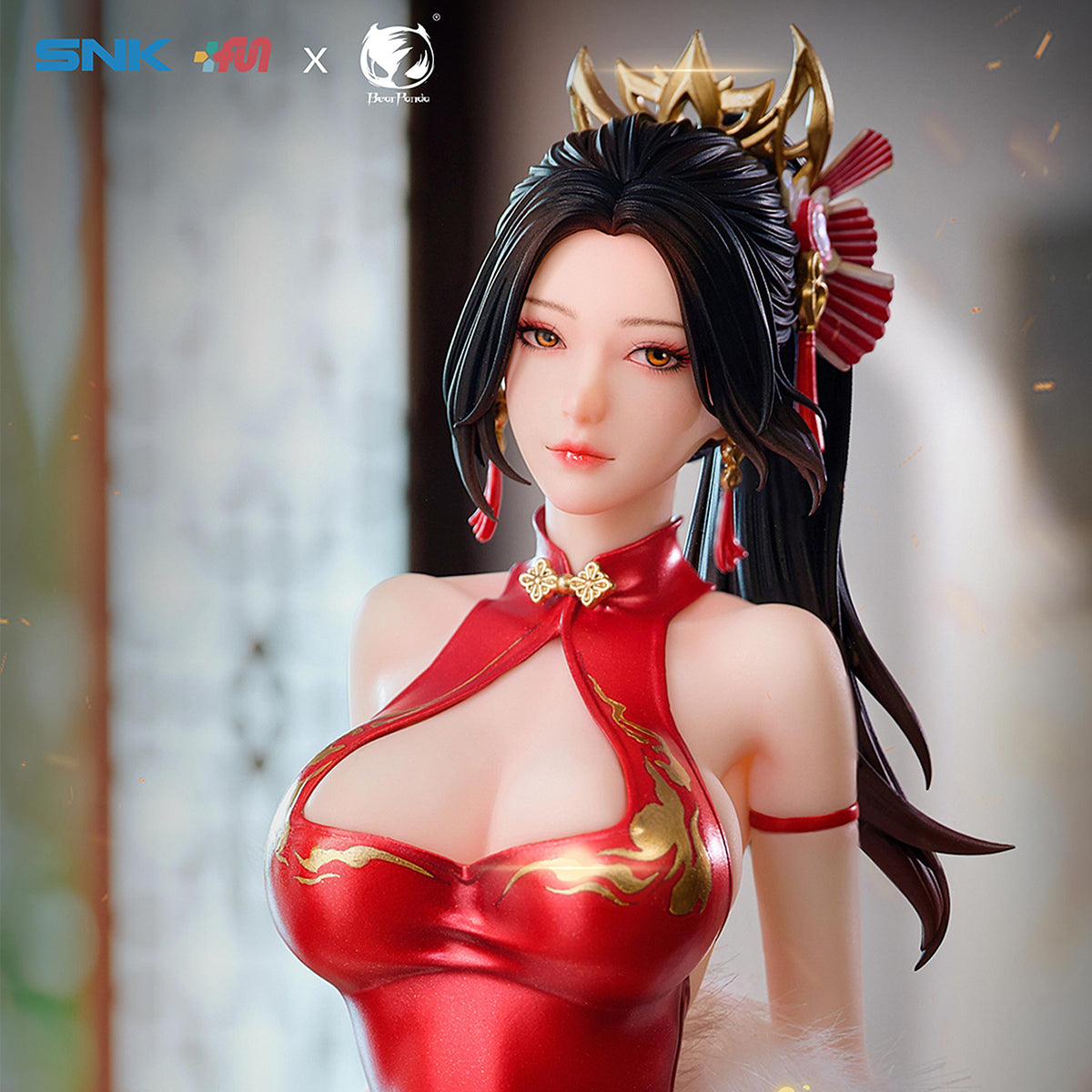 Figurine d'anime BearPanda Mai Shiranui en chemise rouge dansante