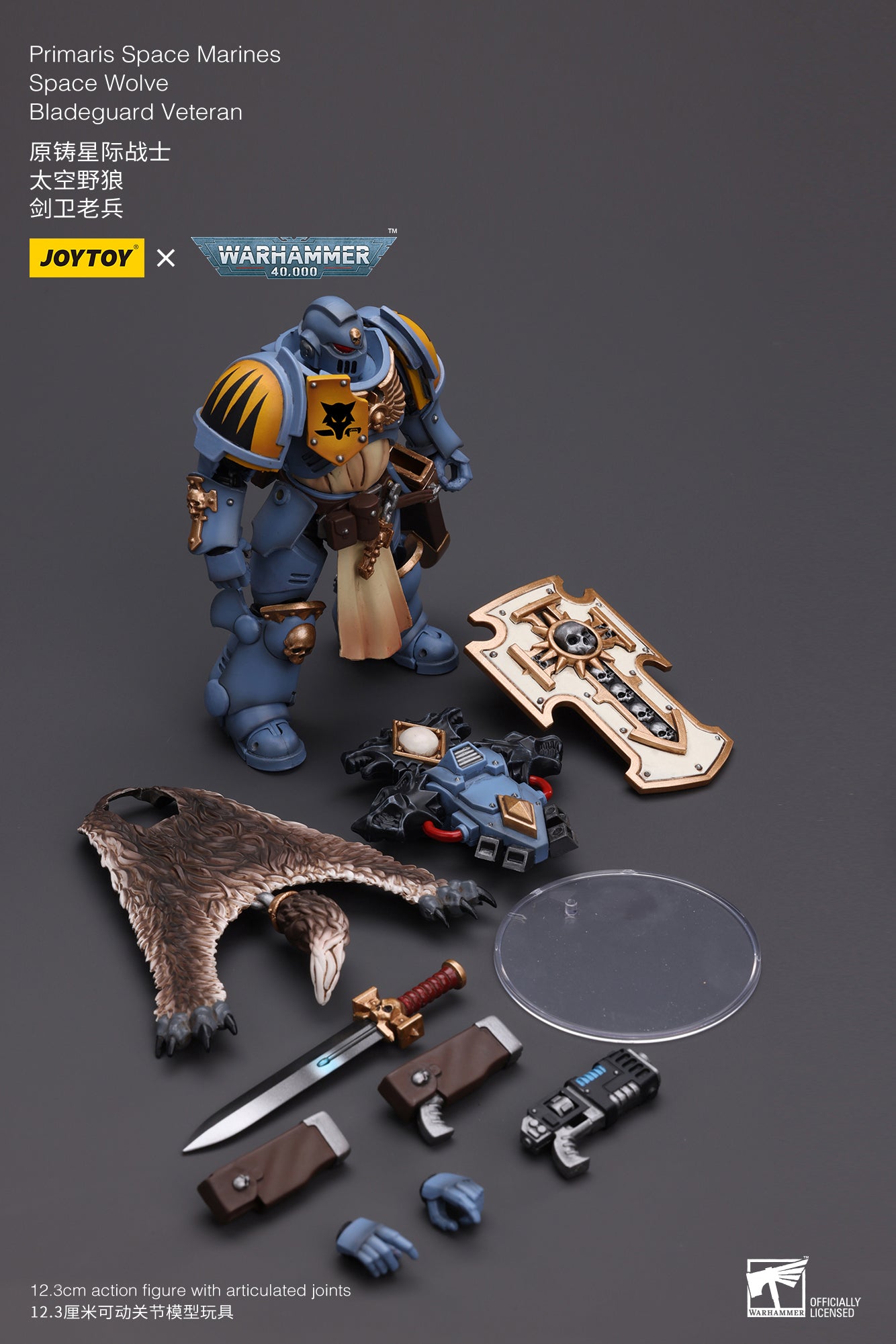 HiPlay JoyToy 40K Collectible Figure: Primaris Space Marines Space Wolves Bladeguard Veteran 1:18 Scale Action Figures JT2795 (Space Wolves JT2795)