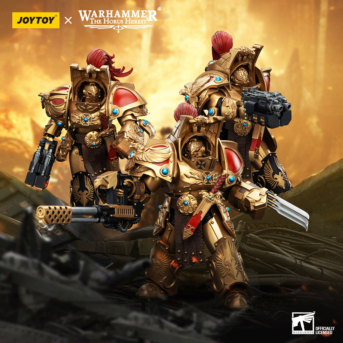 JOYTOY Warhammer The Horus Heresy Legio Custodes Aquilon Terminator Squad Aquilon with Infernus Firepike Action Figures