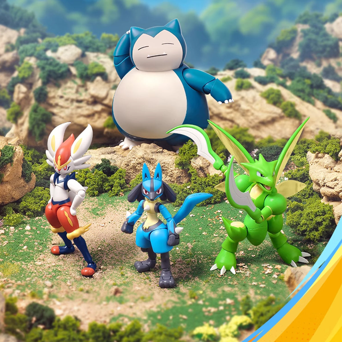 BLOKEES Pokémon Classic Edition L - Cinderace 74108/Lucario 74107/Snorlax 74106/Scyther 74105 Model Kit