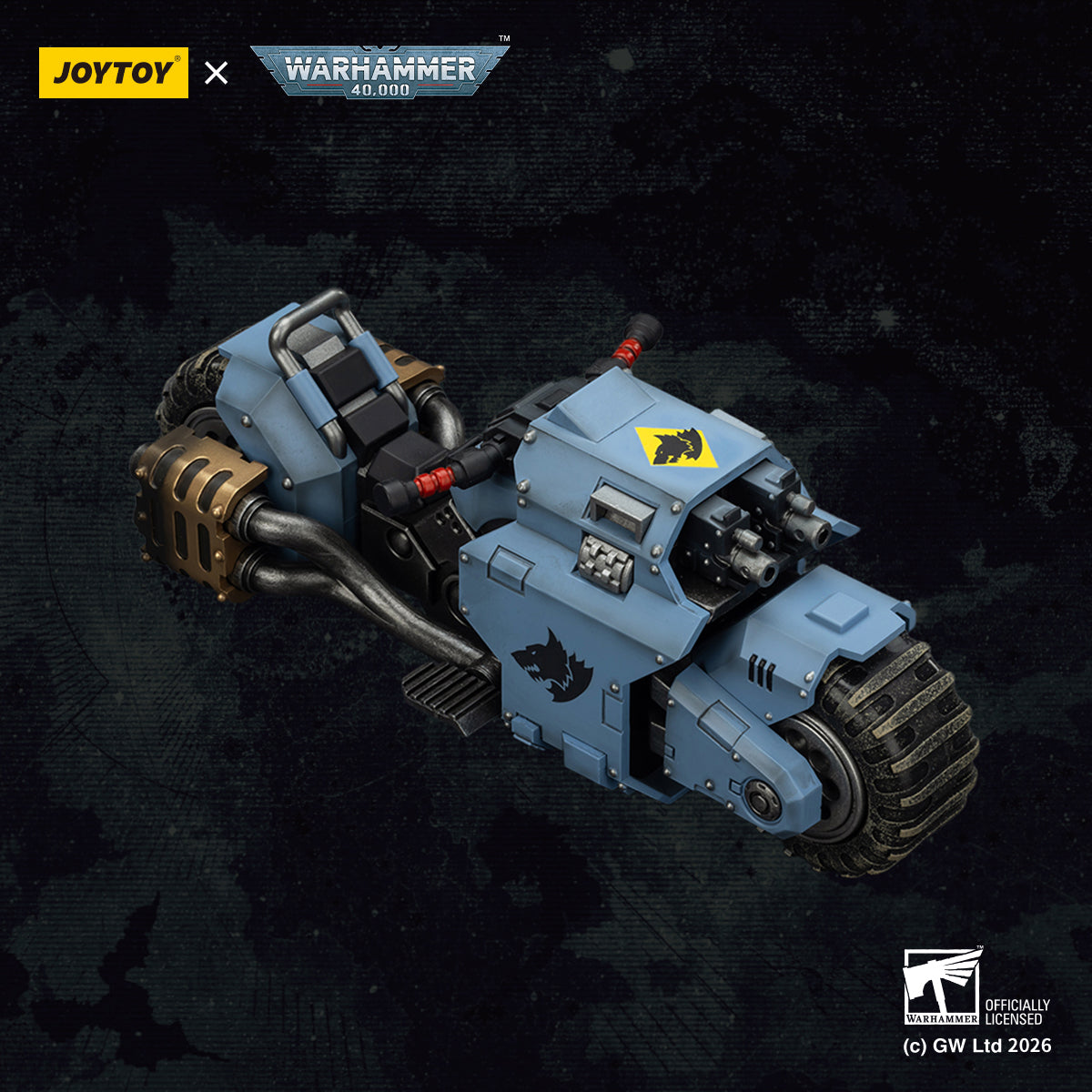 JOYTOY Warhammer 40K Raven Guard/Space Wolves/Blood Angels Raider-pattern Combat Bike with twin-linked bolt rifles (JT03776) 1/18 Scale Action Figure Vehicle Set