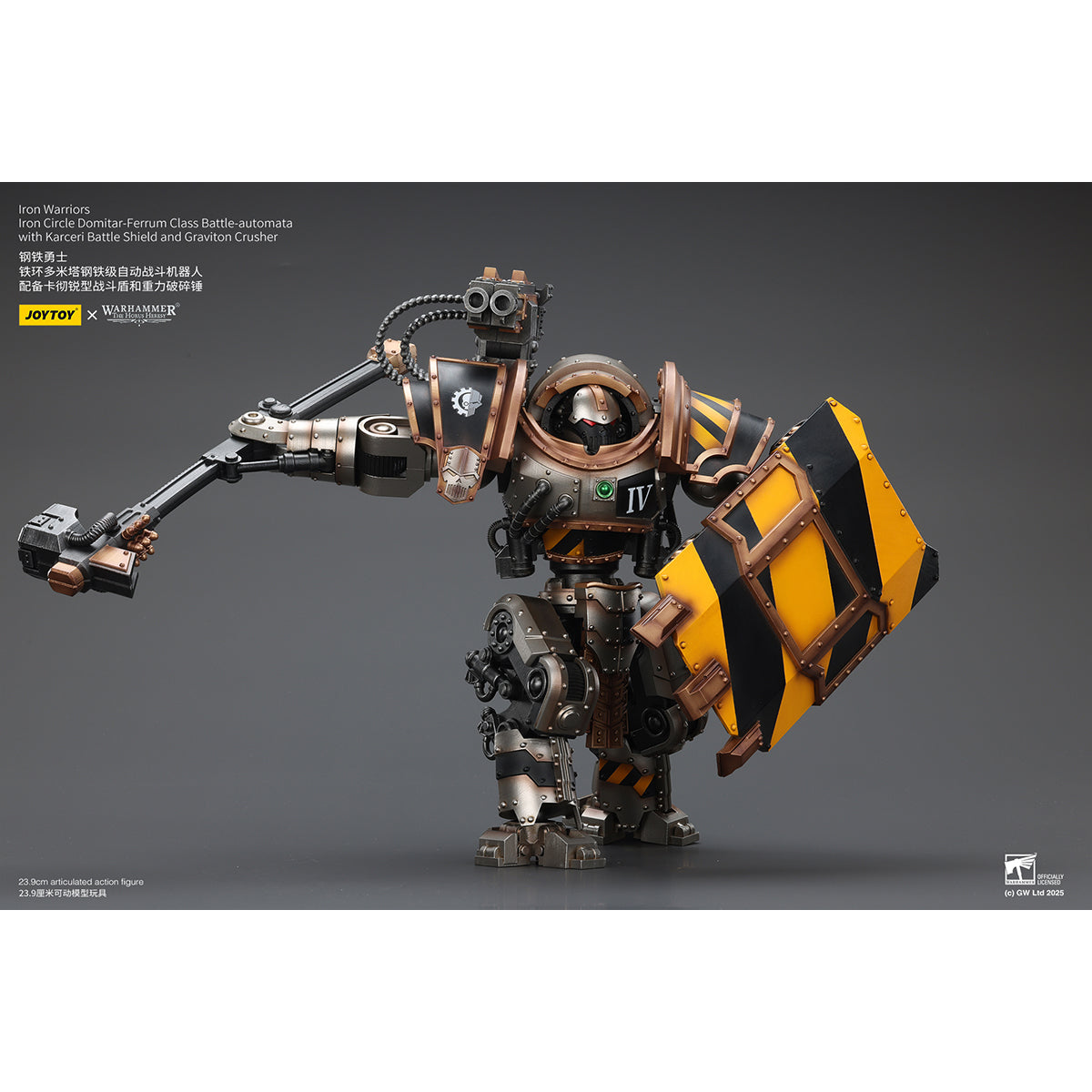 JOYTOY Iron Warriors Iron Circle Domitar-Ferrum Class Battle-automata with Karceri Battle Shield and Graviton Crusher JT02847 1/18 Scale Action Figure