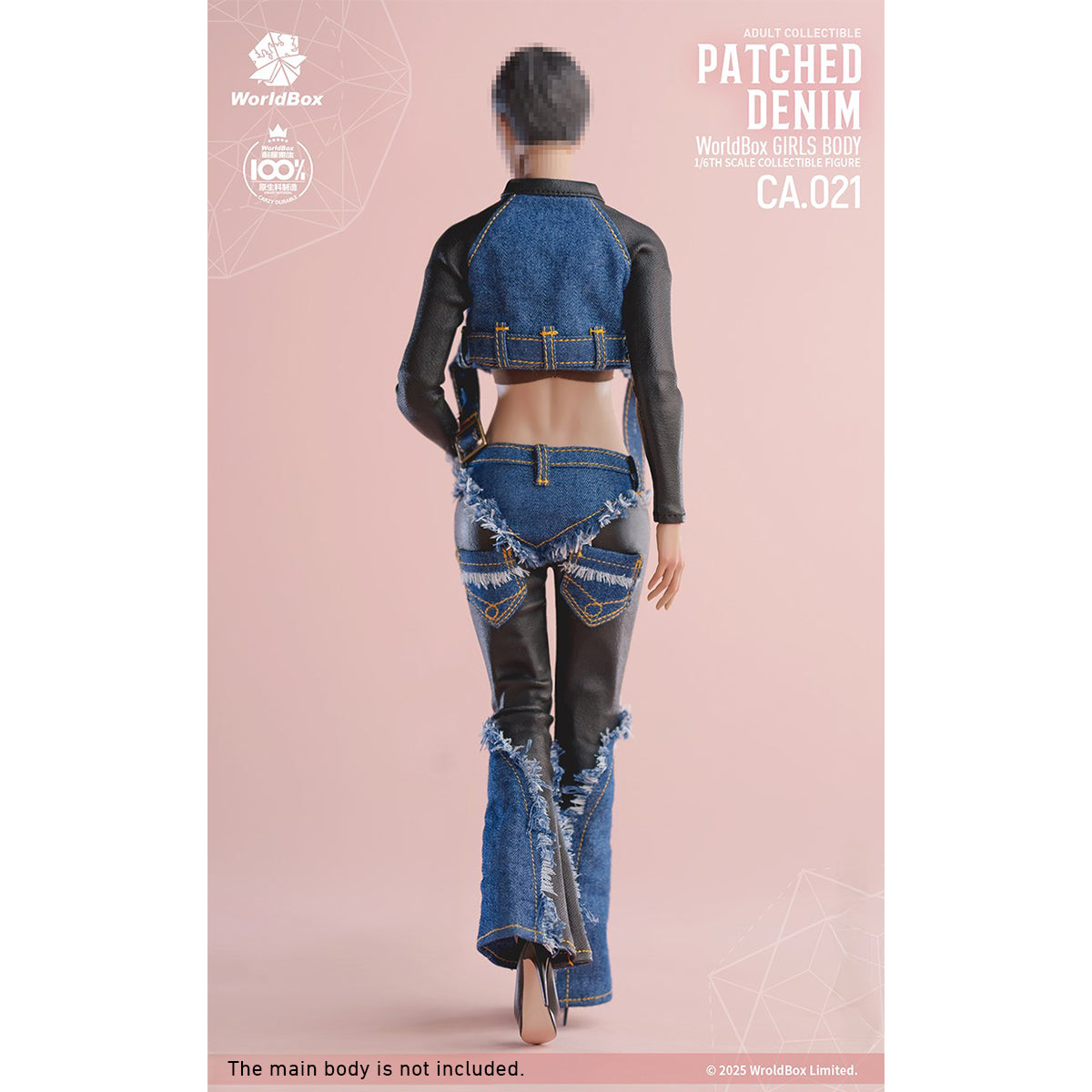 Worldbox Retro Patchwork Denim Suit CA021 Doll Clothes Accessory 1/6 Scale Fit Silicone Action Figure