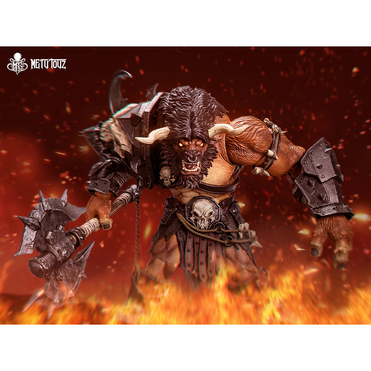 Metytoyz Mokhal Angry Horn Minotaur Gladiator Figure | 2 Heads & Removable Armor