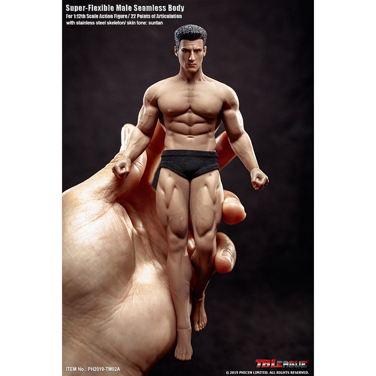 TBLeague, Seamless Muscular Male Body Suntan-Skin with Head Sculpt, Action Figures Body
