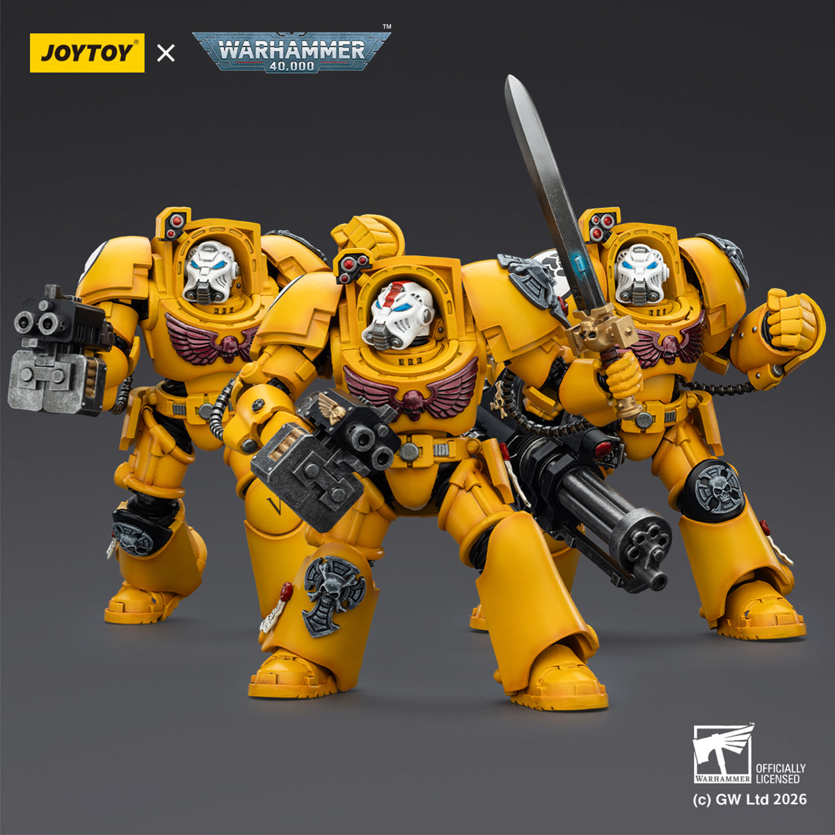JOYTOY Warhammer 40,000 Imperial Fists Terminator with Power Fist and Assault Cannon & with Power Fist and Storm Bolter & with Power Sword and Storm Bolter Action Figure