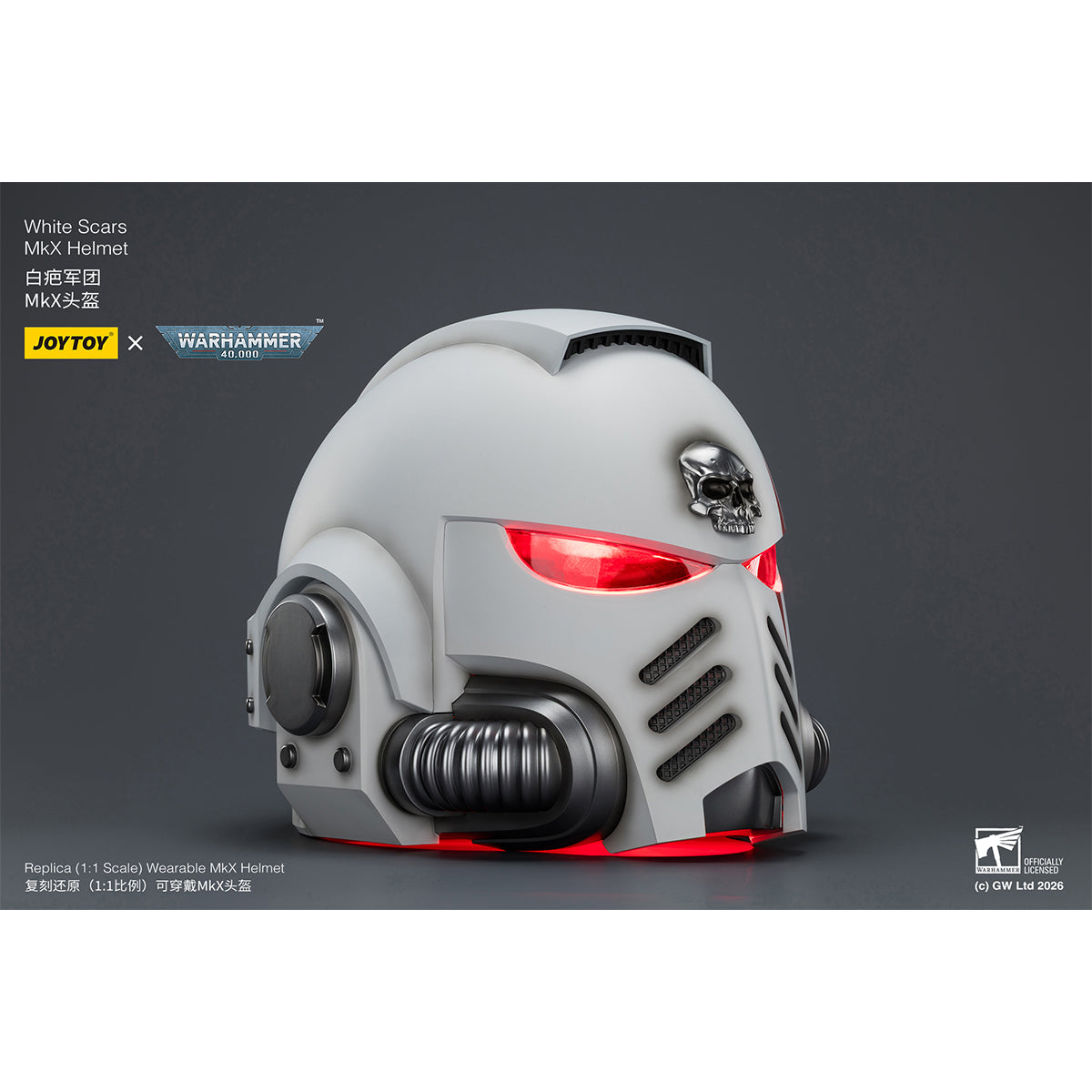 JOYTOY Warhammer 40,000 White Scars MkX Helmet & Display Stand 1/1 Scale Helmet Replica