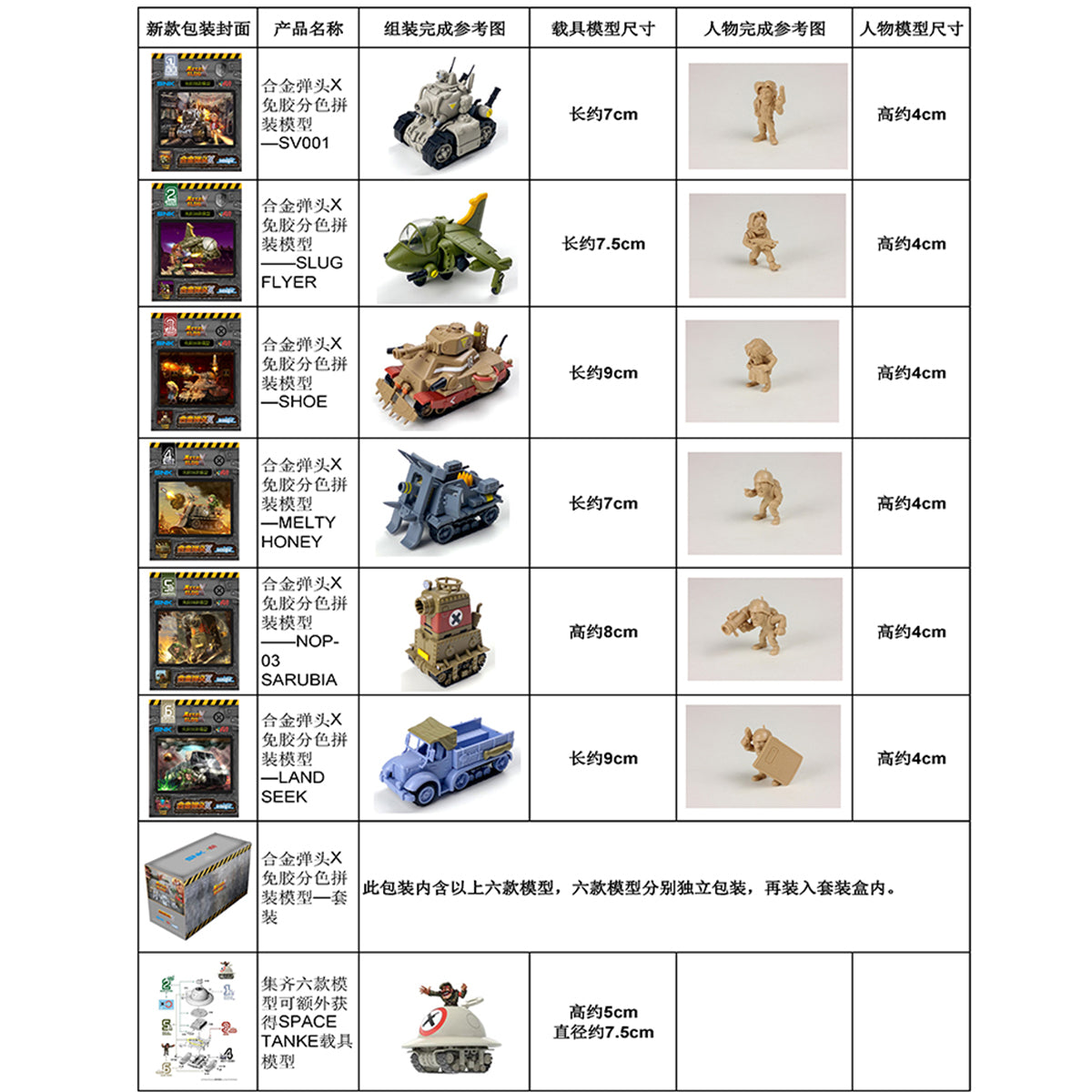 Xinshi Model Metal Slug X 6‑Piece Set Assembly Model Kits