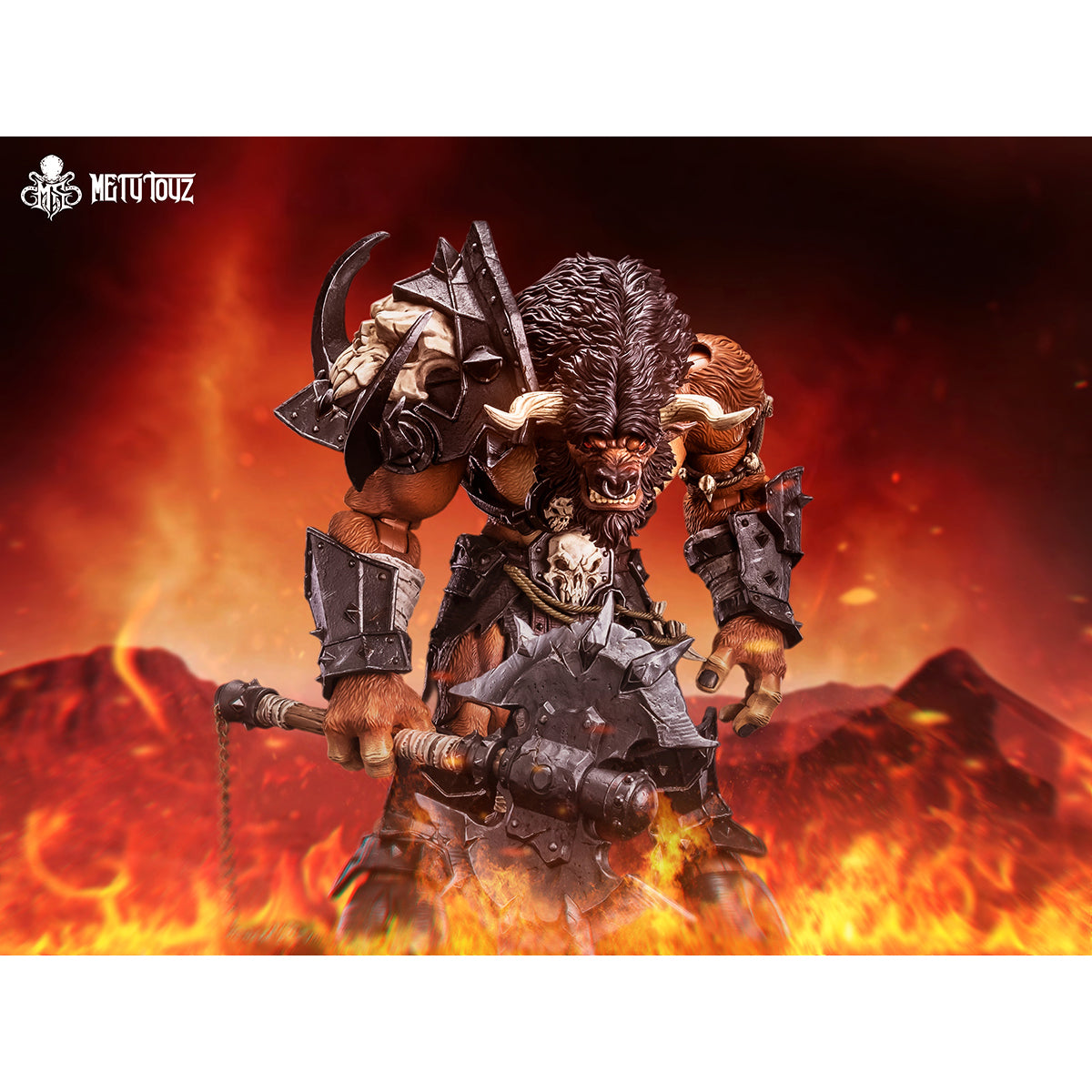 Metytoyz Mokhal Angry Horn Minotaur Gladiator Figure | 2 Heads & Removable Armor