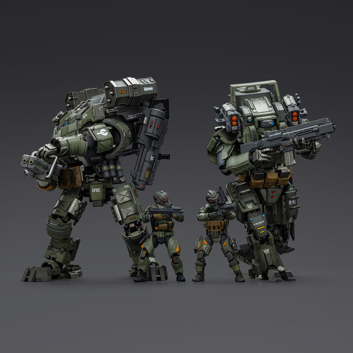 JOYTOY Dark Source APOC Series Storm Tempestus Fire Support Type Mecha or Pilot & Bedrock Standard Combat Type Mecha or Pilot 1/25 Scale Assembly Model Kits
