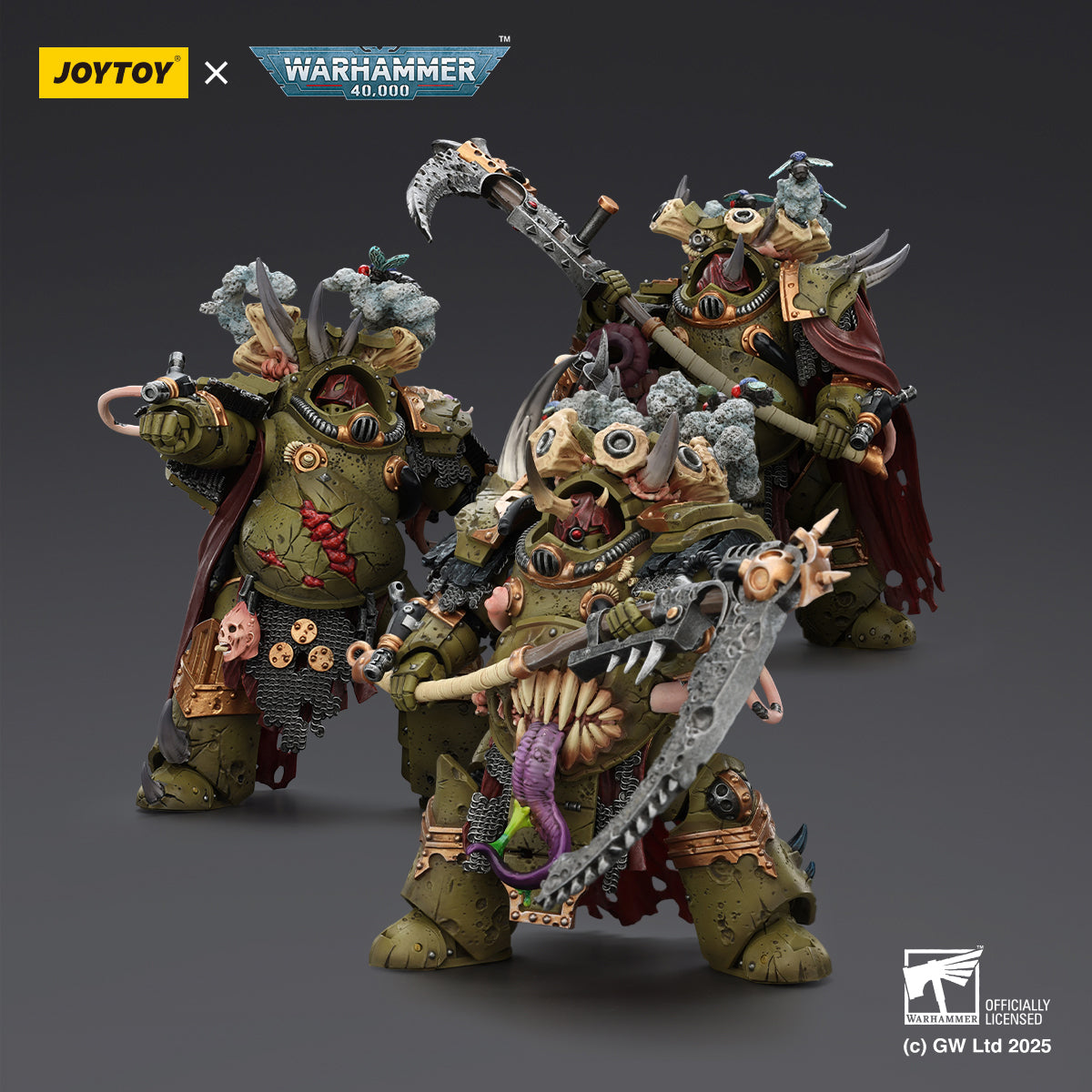 JOYTOY Death Guard Deathshroud Terminator with Manreaper and Plaguespurter Gauntlet & Champion with Manreaper and Plaguespurter Gauntlets 1/18 Scale Warhammer Action Figure