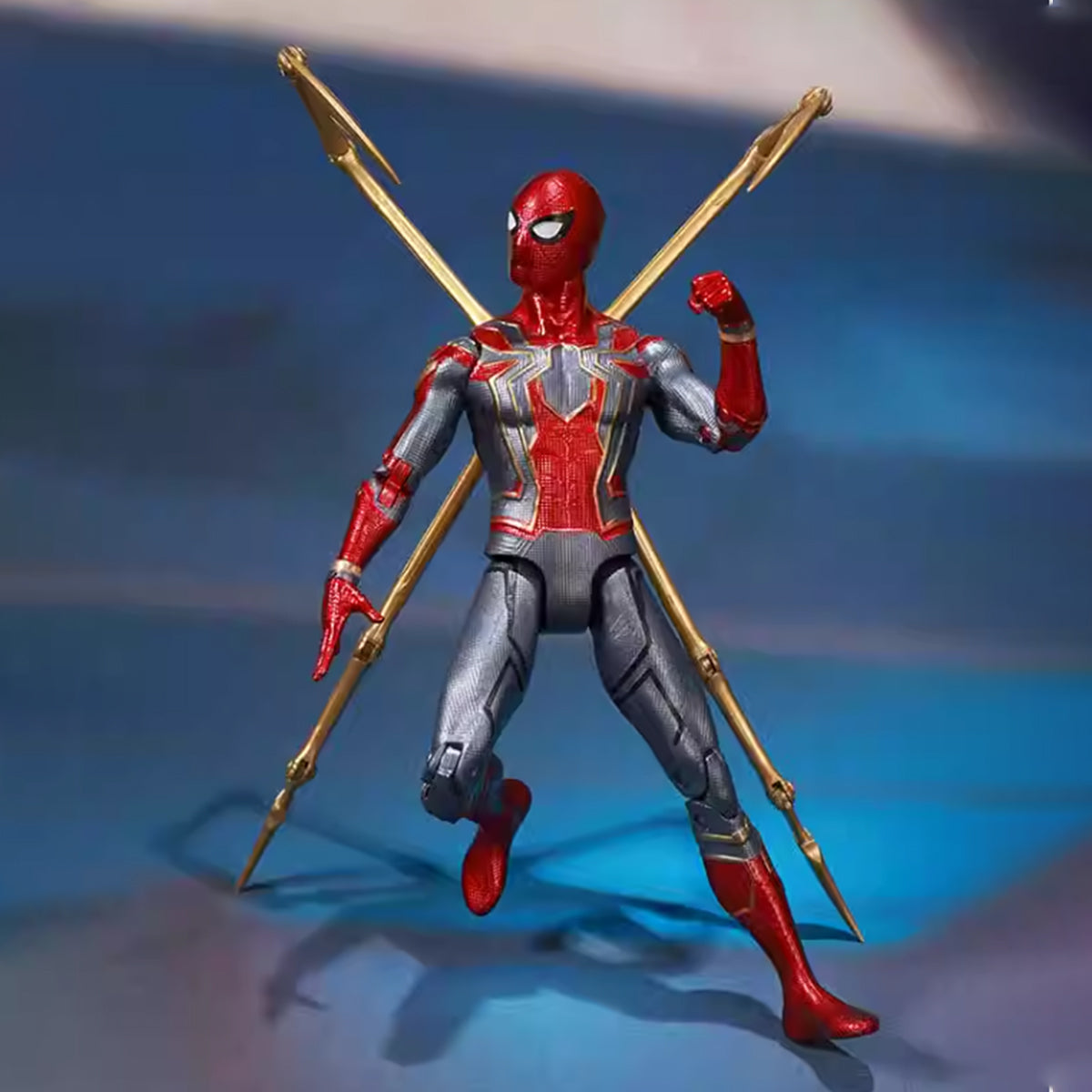 ZD Toys Ensemble complet : Série classique articulée de 7 pouces : Iron Spider Man, avec version de base lumineuse, figurine d'action miniature