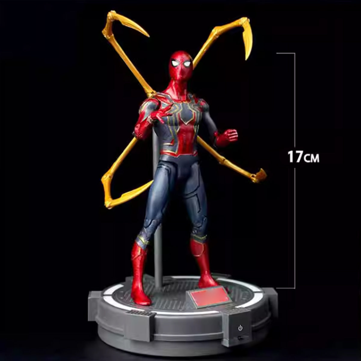 ZD Toys Ensemble complet : Série classique articulée de 7 pouces : Iron Spider Man, avec version de base lumineuse, figurine d'action miniature