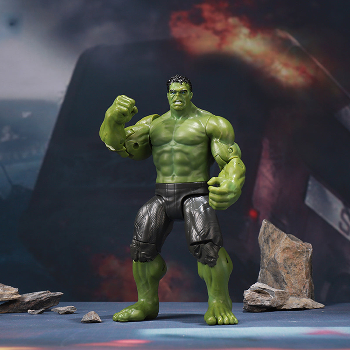 ZD Toys Set completo: Serie clásica articulada de 7 pulgadas: Hulk, con versión de base iluminada, figura de acción en miniatura