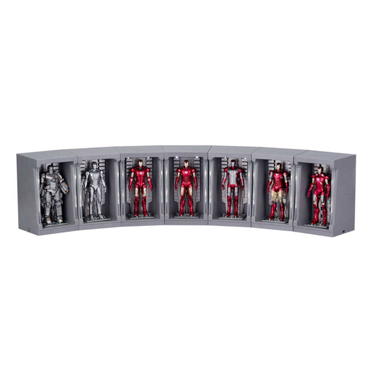 ZD Toys Full Set: 4-inch Iron Man Hall Of Armor Set - MK1, Movice Style, Miniature Action Figurine