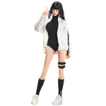 JIAOUDOLL, Female Knee Pads + Bodysuit + Mid-Calf Socks & Female Sportswear Single Jacket & Female Sports Jumpsuit Set Jacket with Jumpsuit, Doll Clothes Accessory for 12-inches Figure
