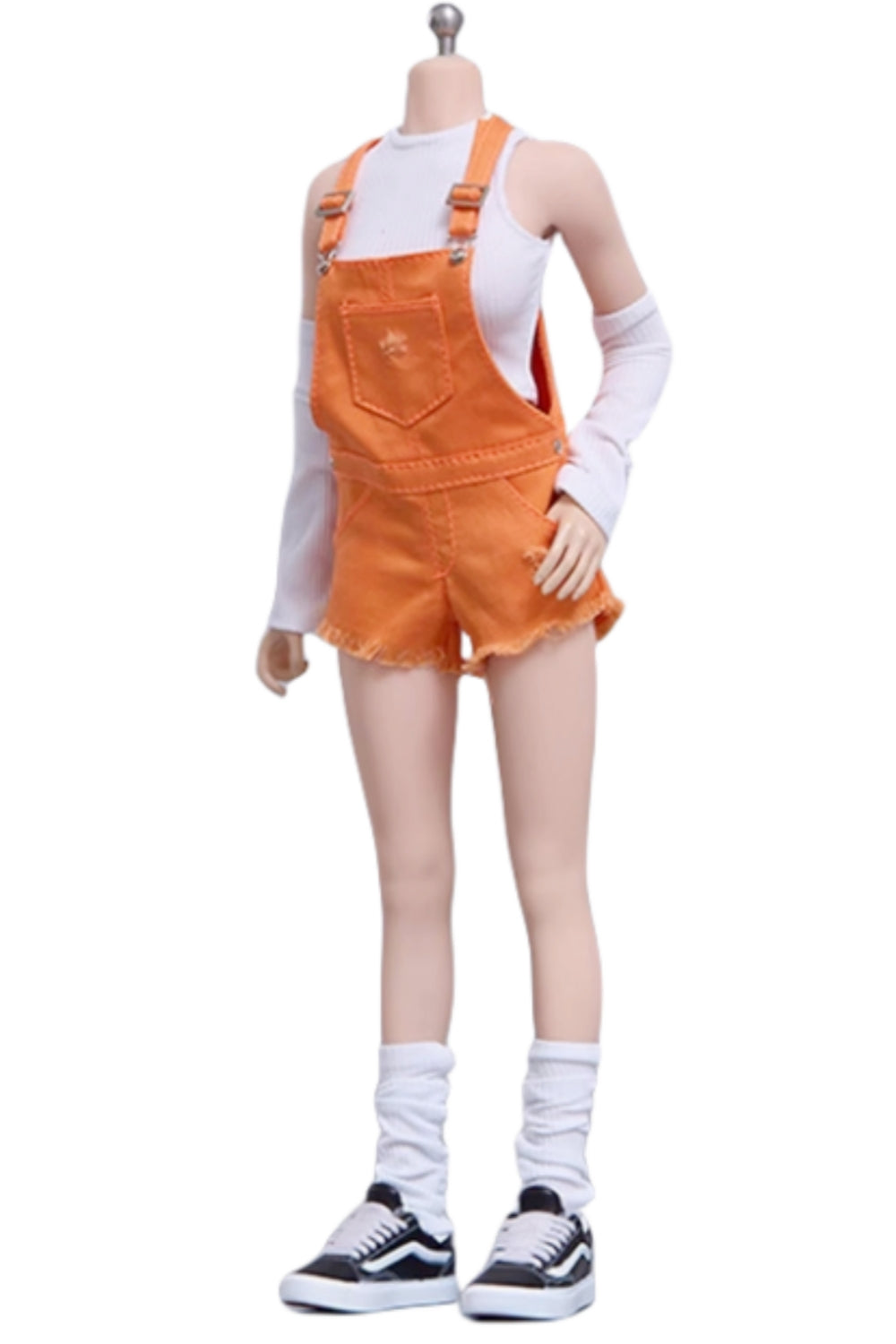 Cdtoys Female Figure Doll Clothes: Orange Suspender Shorts For Female 12-inch Action Figure