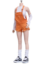 Cdtoys Female Figure Doll Clothes: Orange Suspender Shorts For Female 12-inch Action Figure