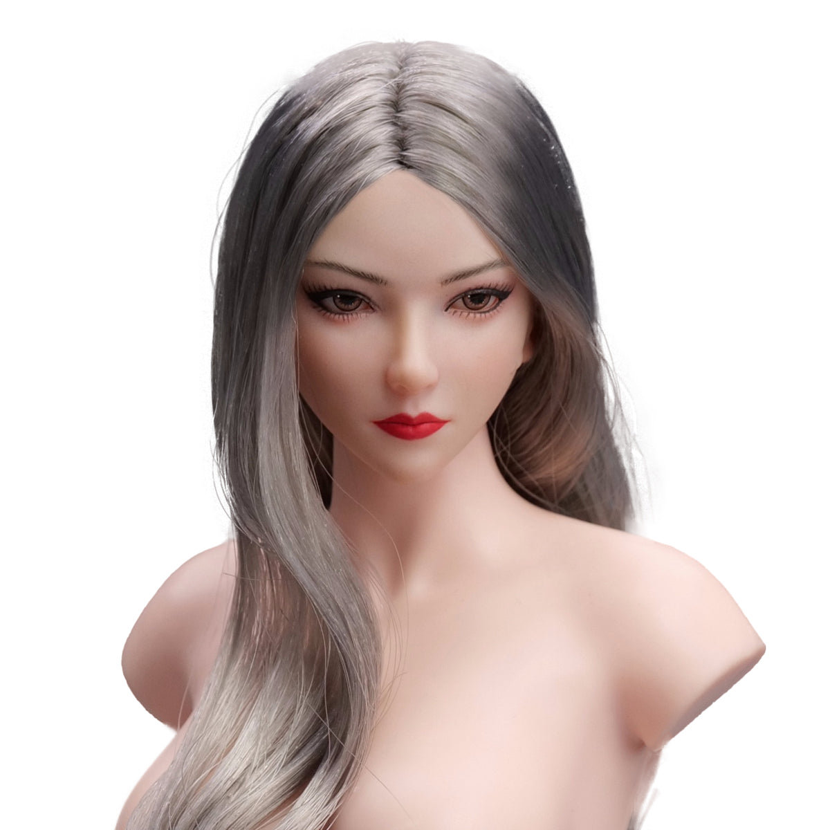 Figura de cabeza de YMTOYS a escala 1/6: Cabeza de mujer asiática - Koi joven, ojos móviles, miniatura de 30 cm