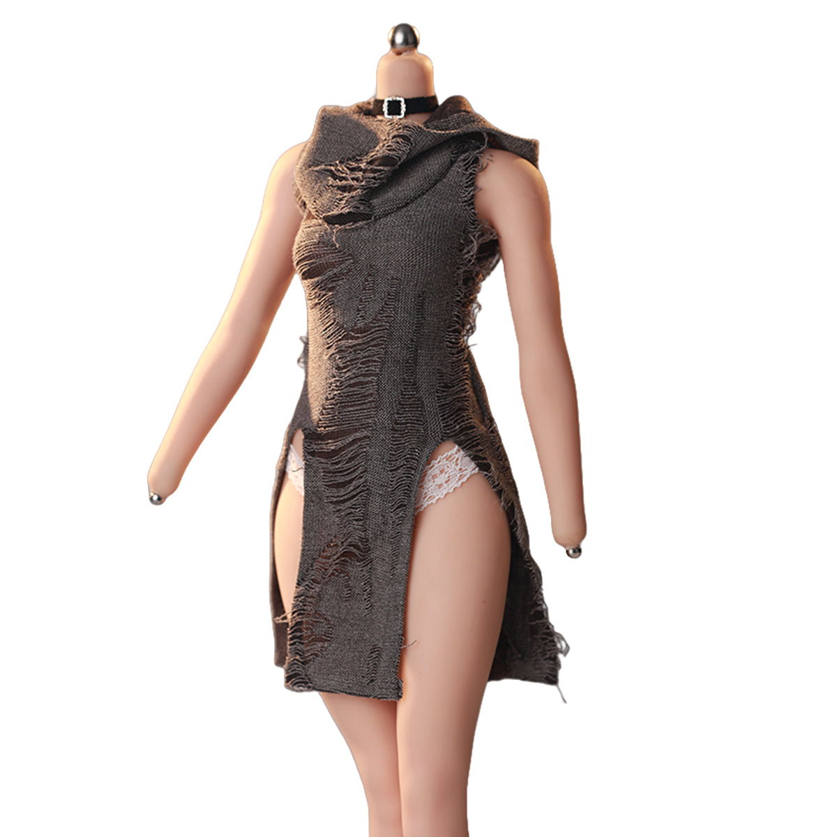 JIAOUDOLL Ruched Post-Apocalyptic Style Long Dress JO25X-04 Doll Clothes Accessory Fit 1/6 Scale 12-inches Figure
