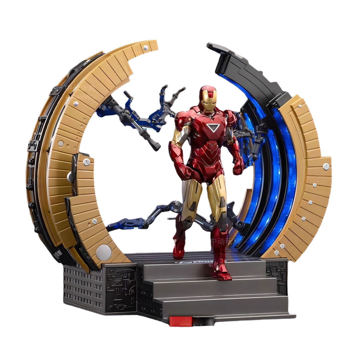 Figura de acción coleccionable de la serie aniversario de ZD Toys: plataforma de armadura de desmontaje circular de Iron Man MK6 (1928), altura 20 cm (miniatura)