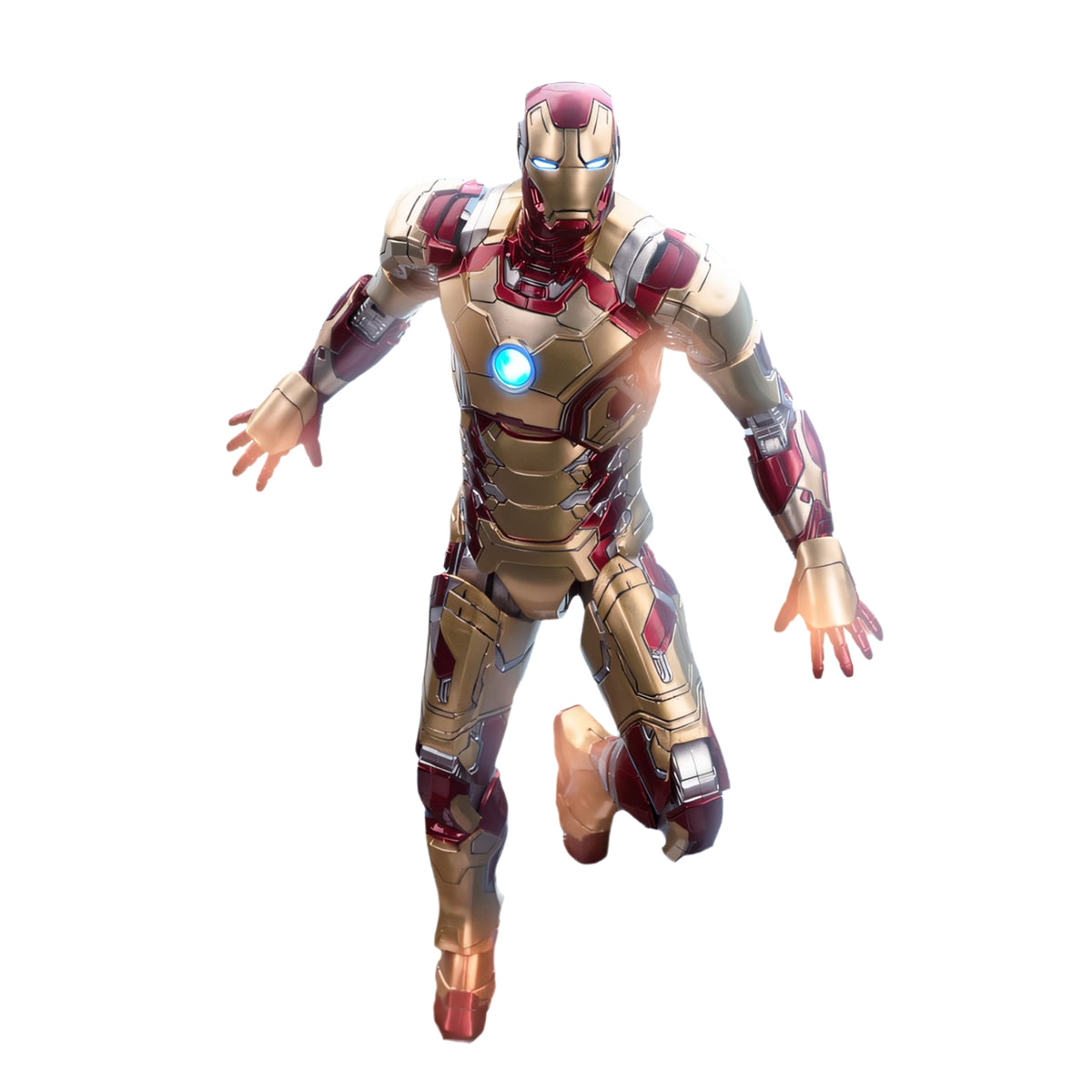 ZD Toys Anniversary Series Collectible Action Figure Full Set: Iron Man MK42, Illuminated Edition, 1:10 Scale Miniature