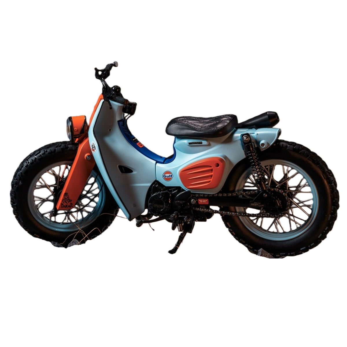 TrickyMan12 SUPER CUB SCRAMBLER MOTORCYCLE Vehicle & Rear Rack 1/6 Scale Vehicle Model