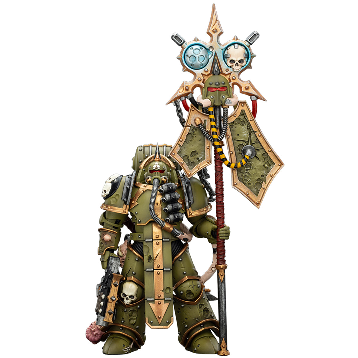 JOYTOY Warhammer Death Guard Blightlord Terminator & Plague Marine Icon bearer with Boltgun and Plague knife 1/18 Scale Action Figure