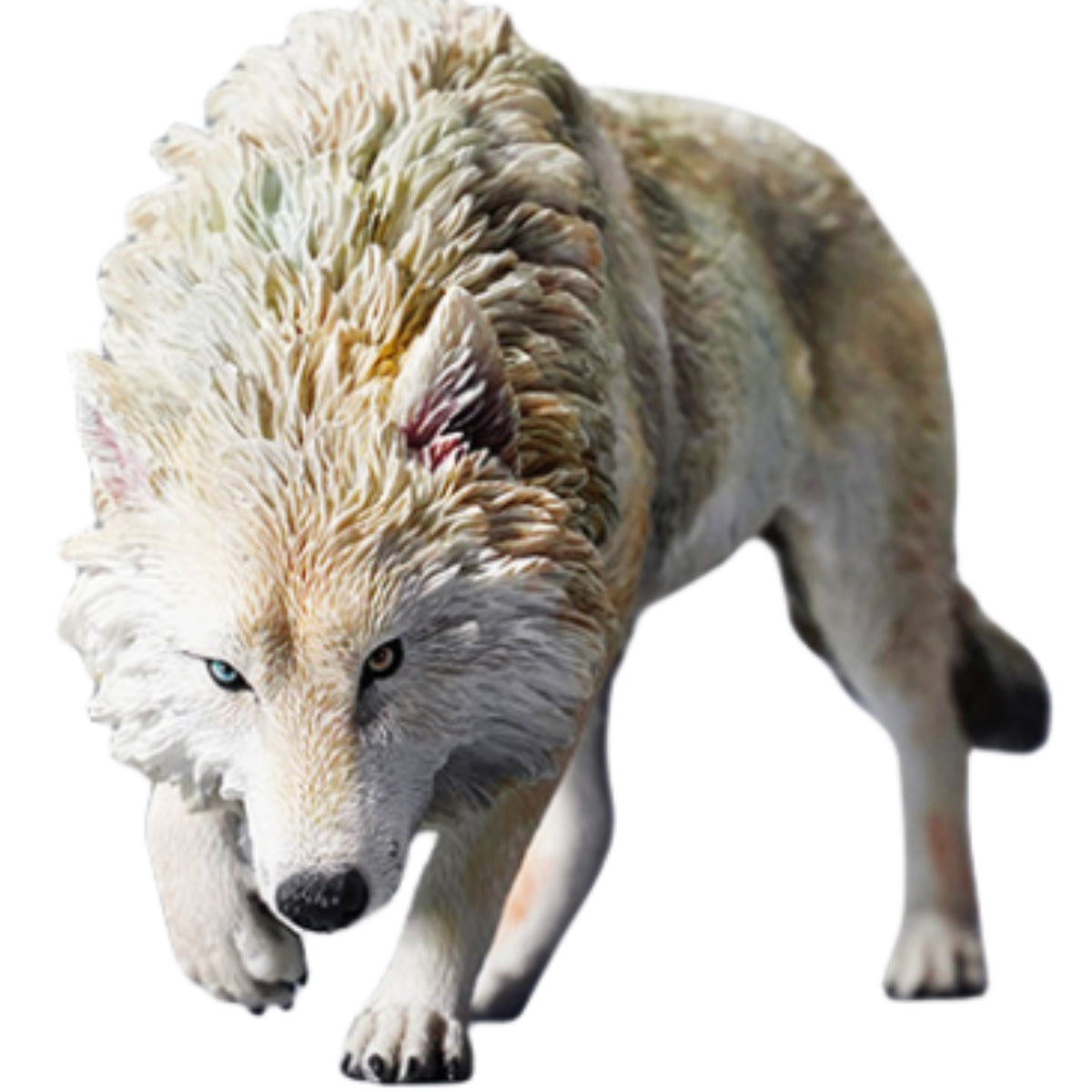 JXK Collectible Wolf Figure: North American Gray Wolf, Expertly Hand-Painted, Lifelike, Safe Resin, 1:6 Scale Miniature Animal Figurine