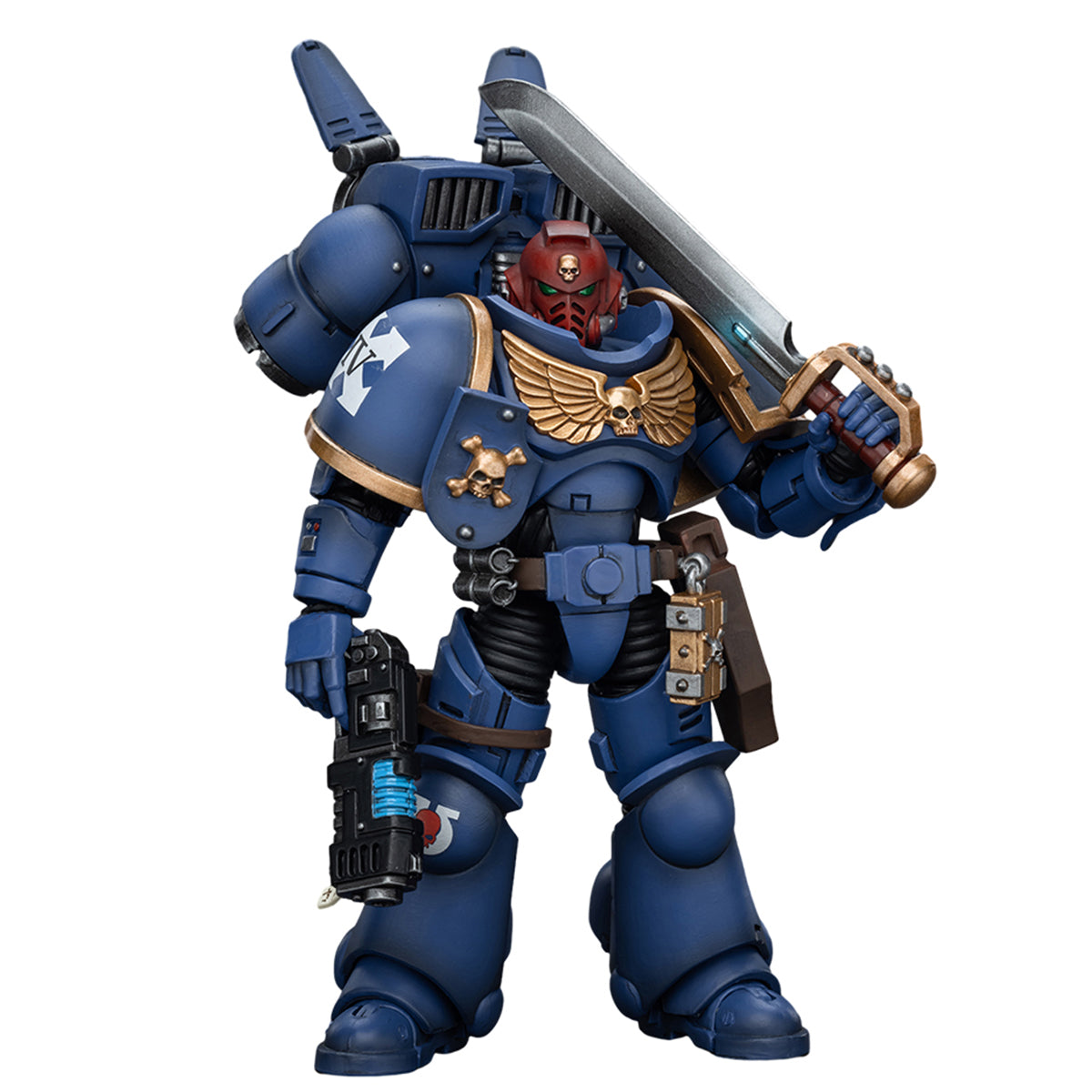 HiPlay JoyToy Warhammer 40K Collectible Figure: Ultramarines Jump Pack Intercessors Sergeant with Plasma Pistol and Power Sword 1:18 Scale Action Figures JT1378