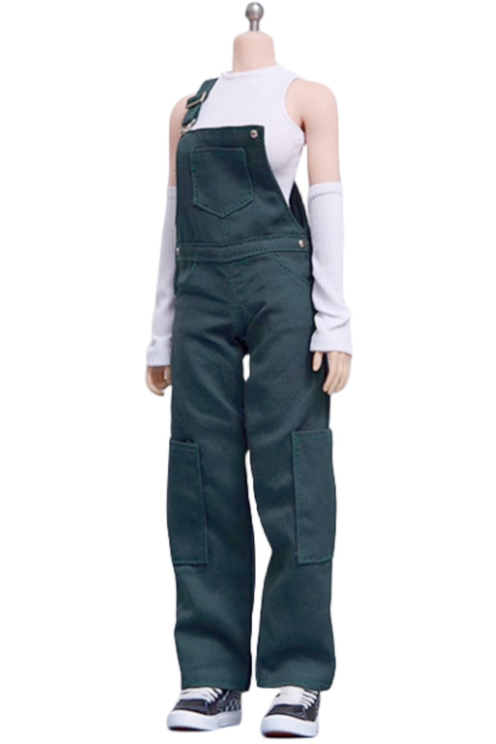 Ropa para muñeca femenina de Cdtoys: pantalones con tirantes verdes para figura de acción femenina de 30 cm
