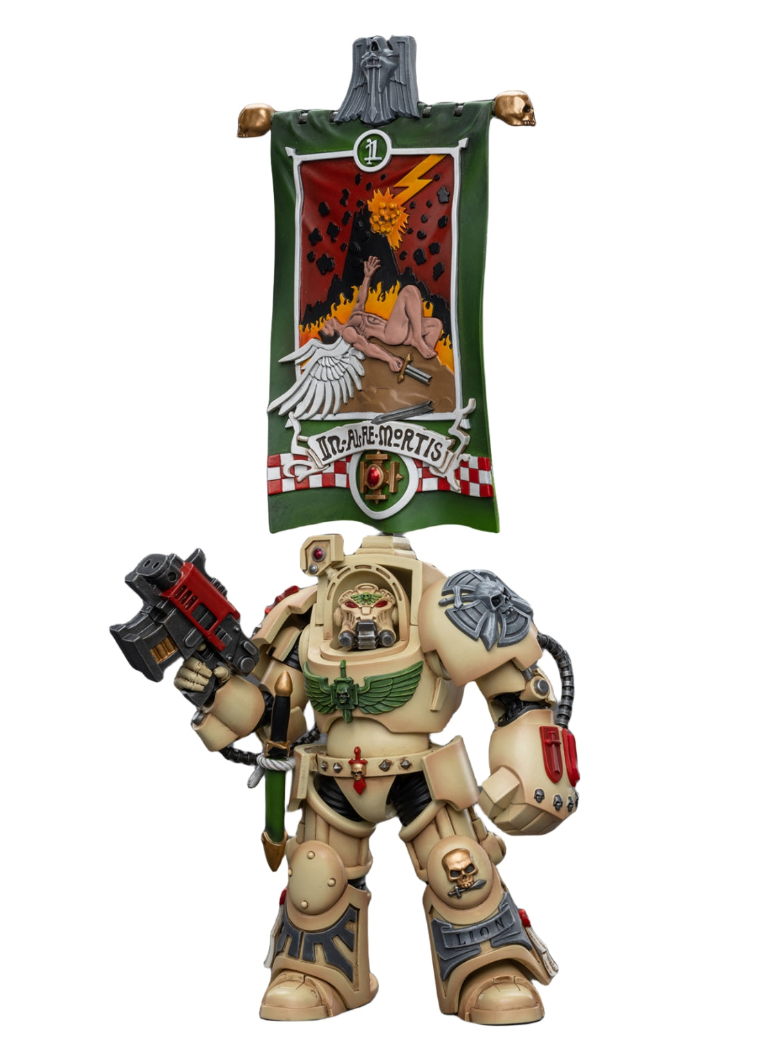 HiPlay JoyToy JT9176 40K Collectible Figure: Dark Angels Deathwing Ancient with Company Banner 1:18 Scale Action Figures