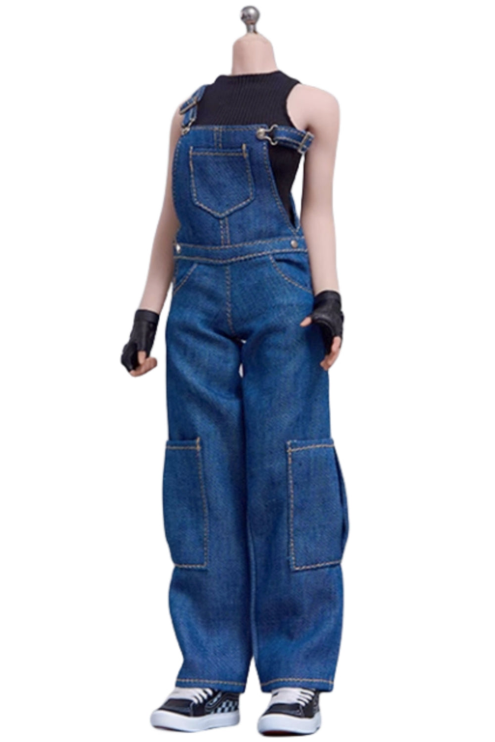 Cdtoys Female Figure Doll Clothes: Denim Suspender Jeans For Female 12-inch Action Figure