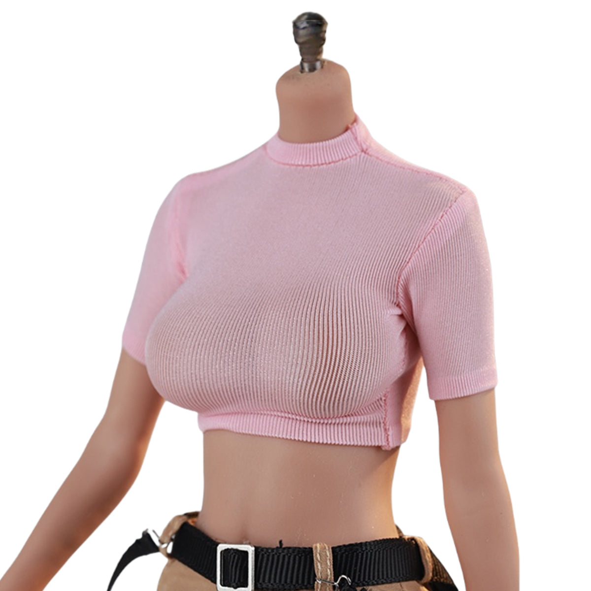 JIAOUDOLL Streetwear Female Cargo Pants + Belt & Short Sleeve T-Shirt Doll Clothes Accessory Fit 1/6 Scale 12-inches Action Figure