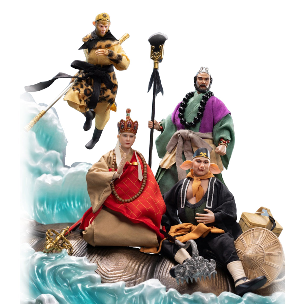 HAOYUTOYS, Journey to the West: Sha Wujing/Zhu Bajie/Monkey King Sun Wukong/Tang Sanzang/White Dragon Horse/Tongtian River Set & Scene Platform, Myth Series Action Figure