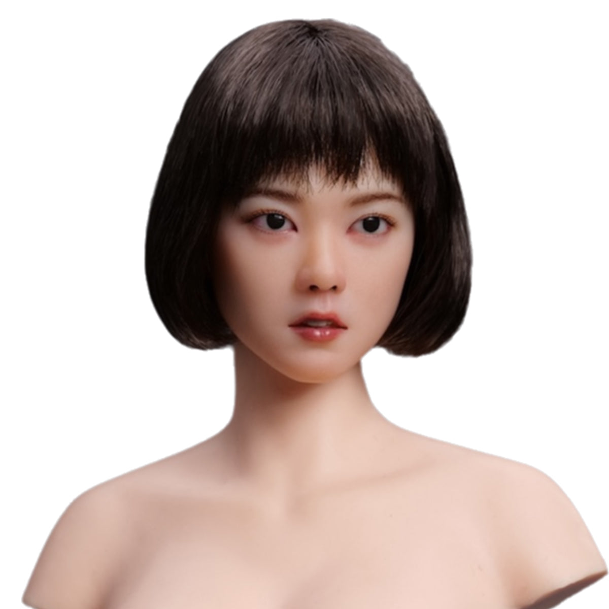 YMTOYS, Cabeza de mujer asiática con ojos móviles, esculpida en trigo, para figura de 30 cm